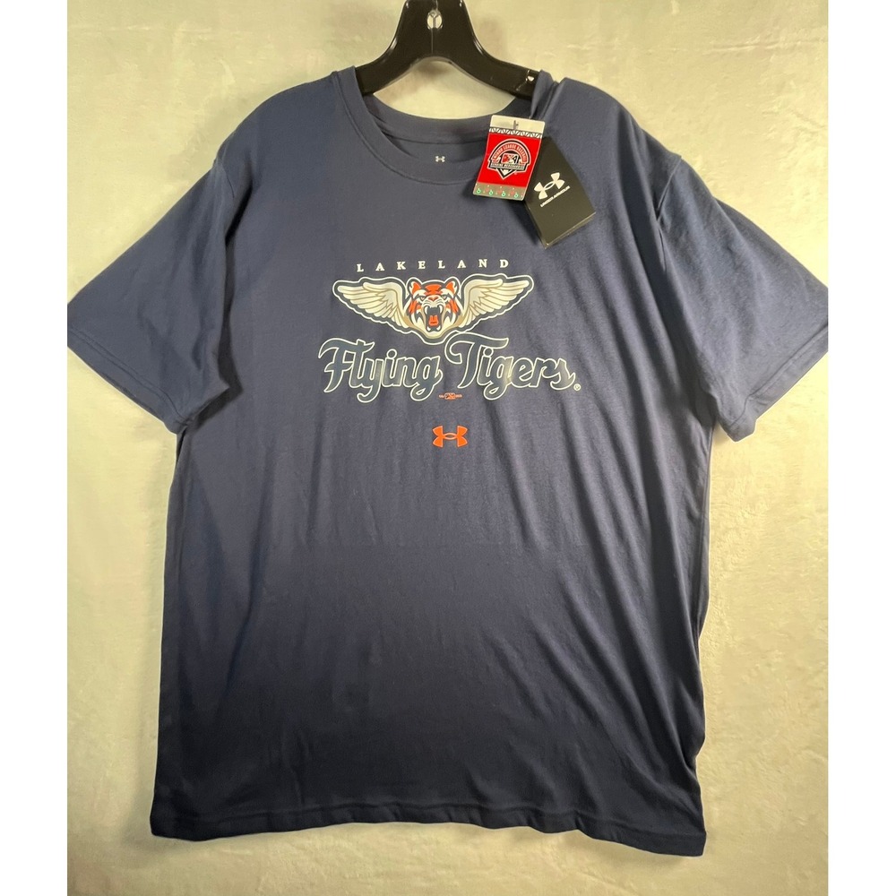 NWT Under Armour Mens L Lakeland Flying Tigers MiLB Baseball T-Shirt Blue Mens L